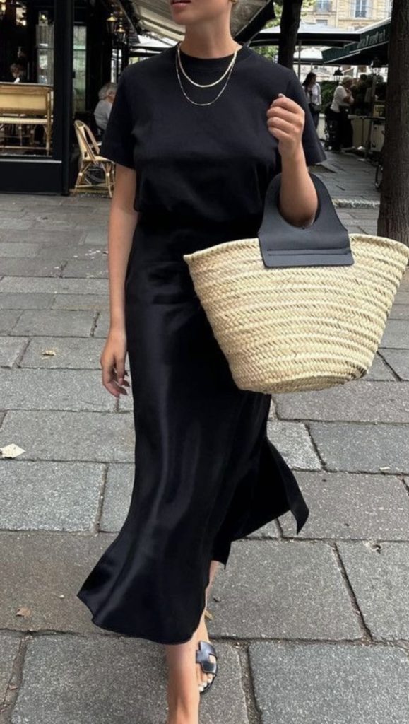 Black Slip Skirt Outfit