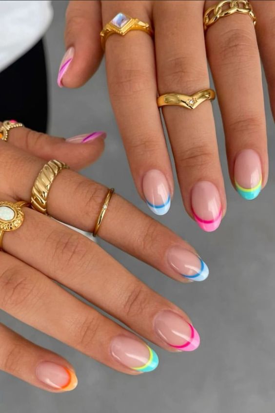 neon french tip nails