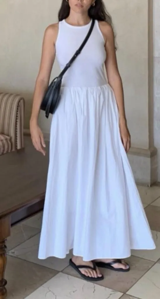White Maxi Dress Outfit Idea