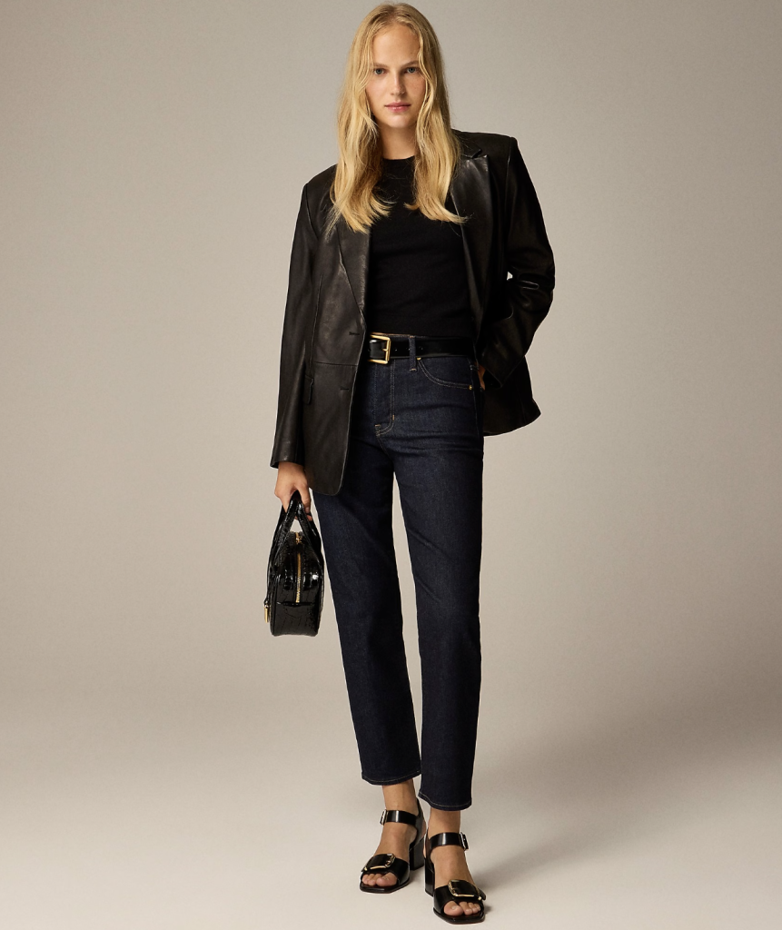 Skinny jeans, belt and structured jacket Outfits