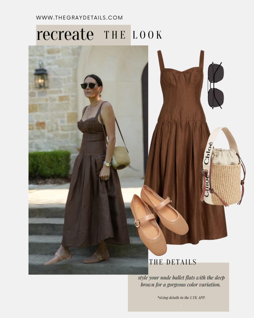 Deep brown dress and ballet flats