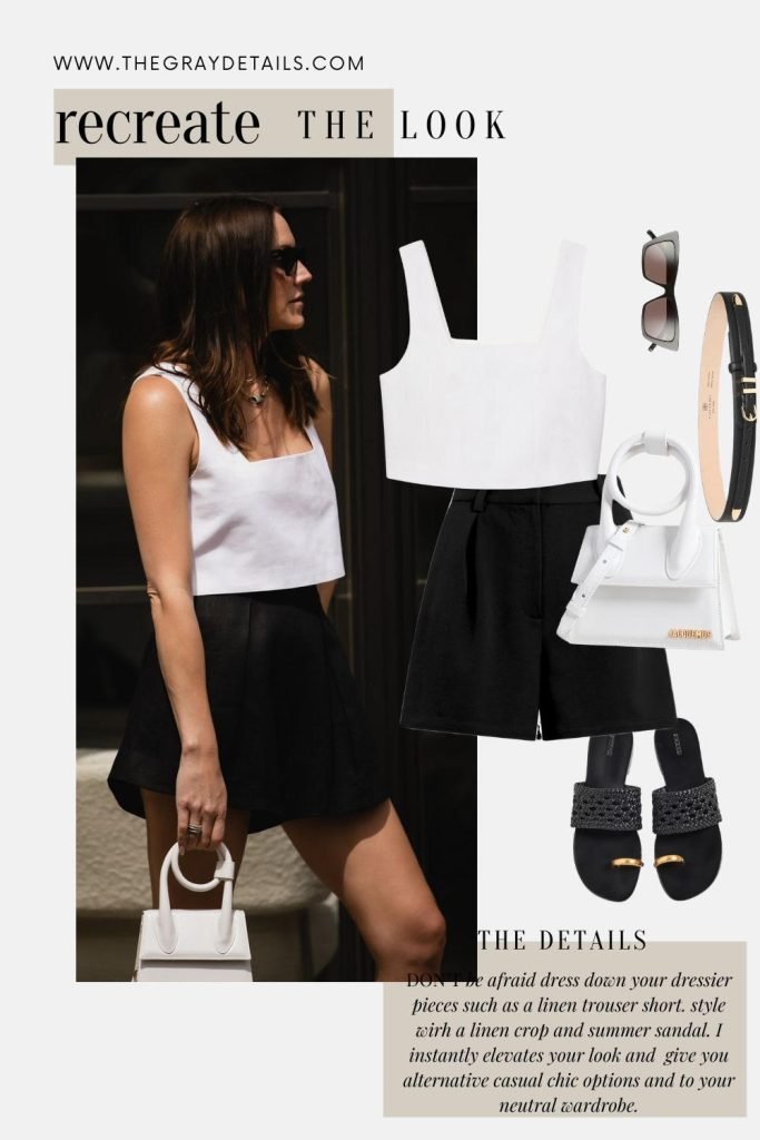 linen trouser shorts and crop top