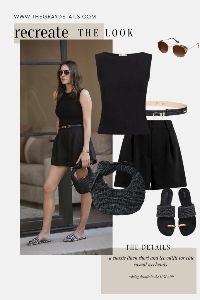 Linen shorts and tee weekend outfit