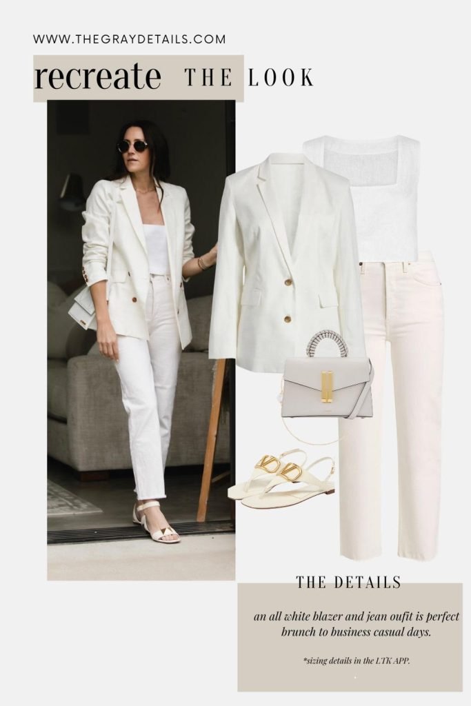 All-white blazer and jeans