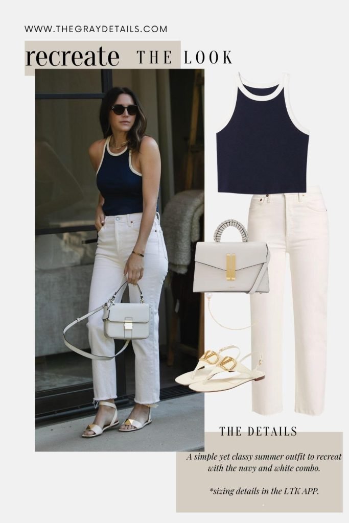 Simple navy and white outfit | Summer Neutral Outfits to Recreate