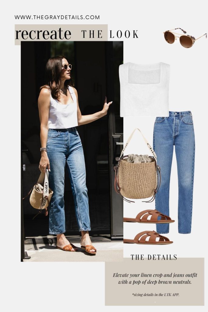 linen crop top and jeans | Summer Neutral Outfits
