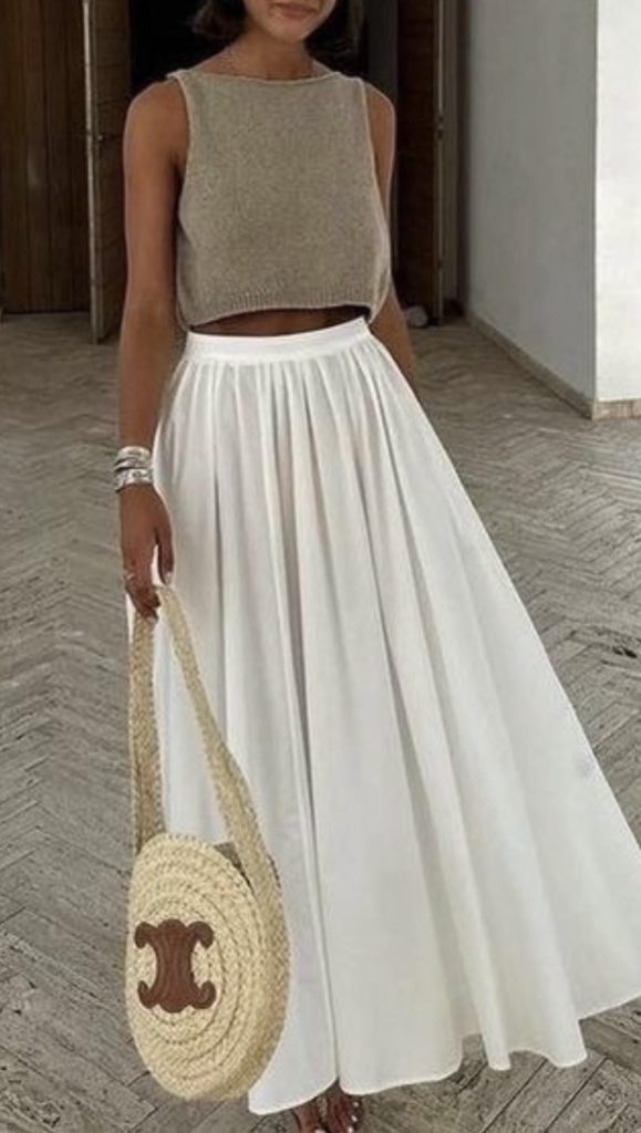 white skirt Outfits