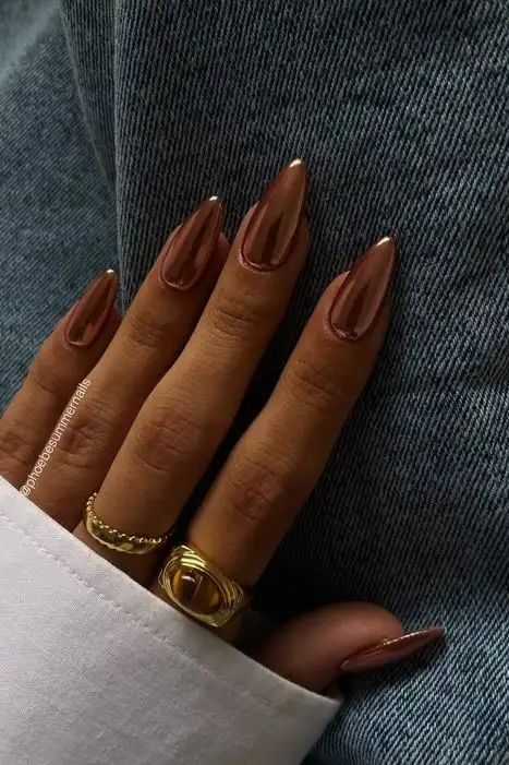 Bronze Chrome Nails