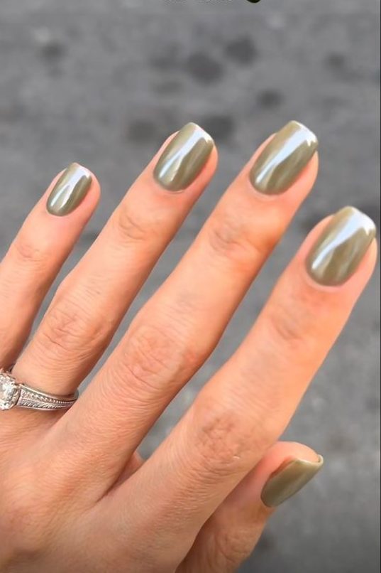 Olive Green Nails