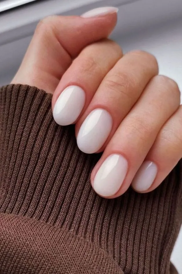 short milky white classy clean nails