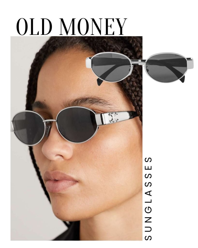 Celine Oval-frame silver-tone and acetate sunglasses