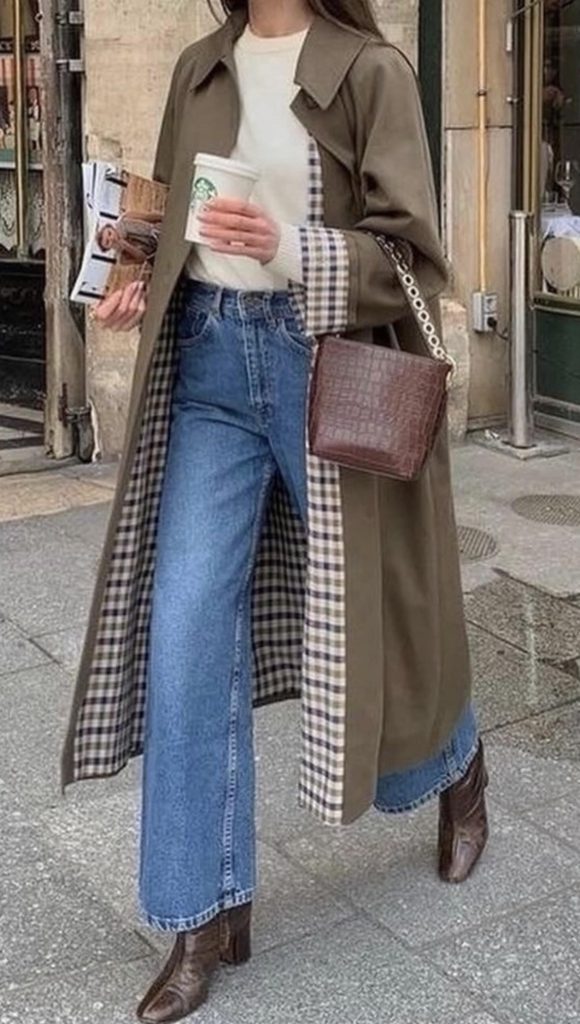 Fall denim and trench coat September Outfits