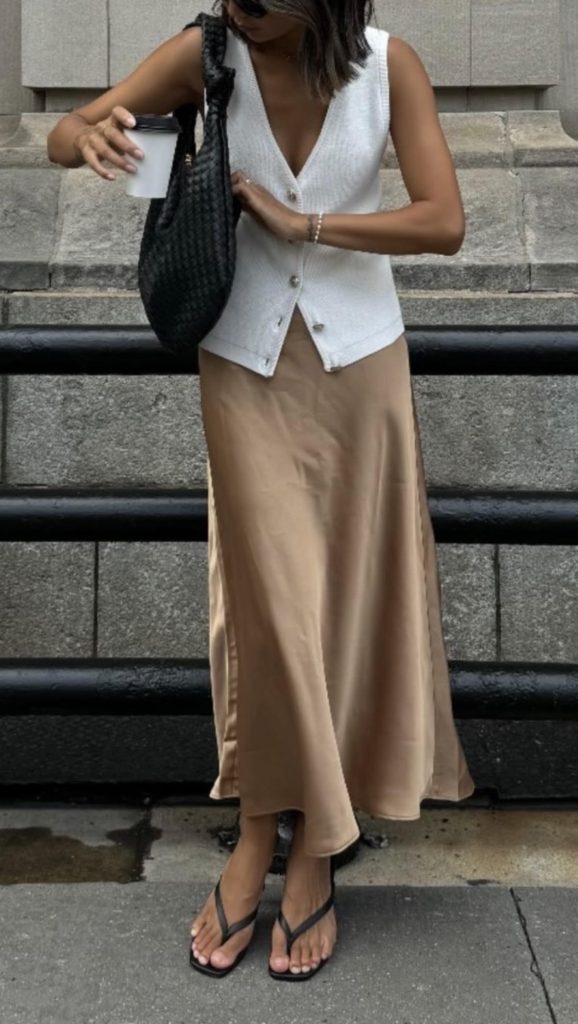 White and tan Skirt September Outfits