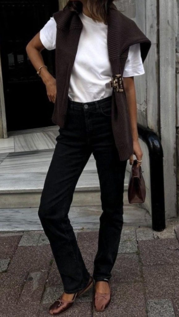 Brown shoes and accessories transitional casual weekend outfits