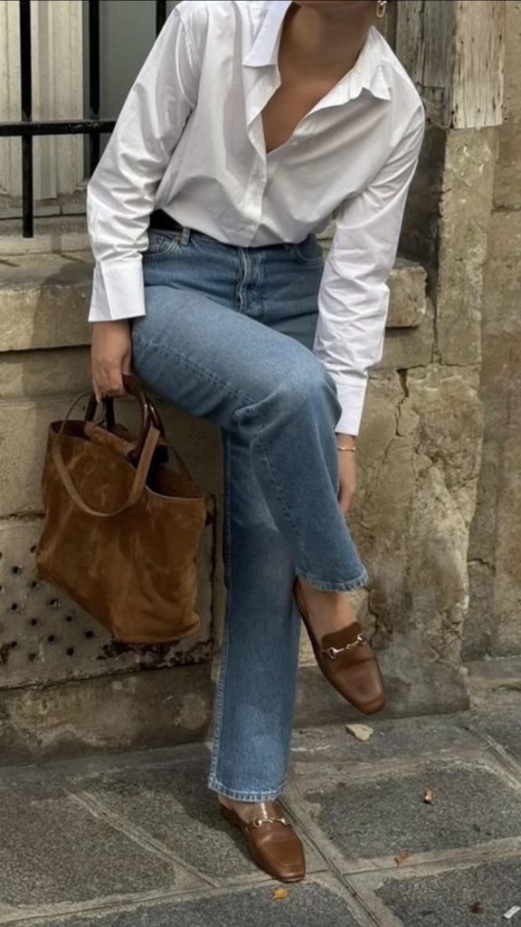 Brown shoes and accessories transitional casual weekend outfits