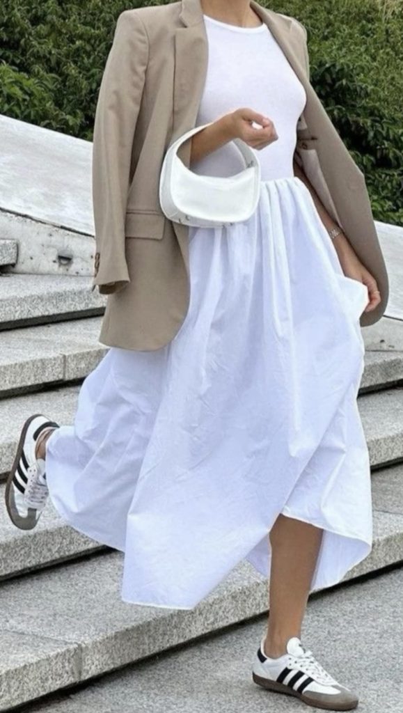 White Dress transitional casual weekend outfits