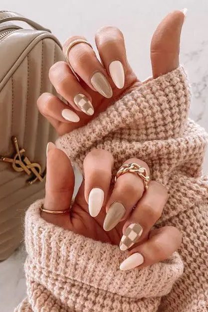 Checkerboard Accents Nails