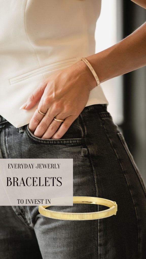 Fluted Gold and Diamond Bangle