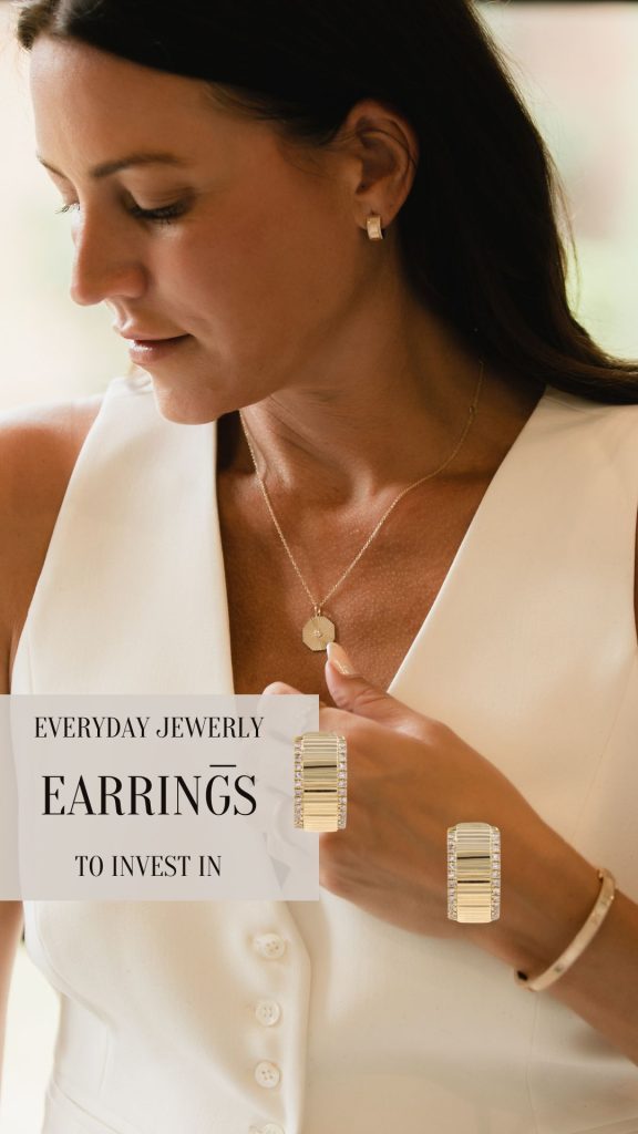 Fluted Huggie and Diamond Earrings