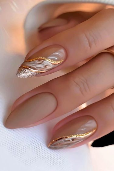 Smoky marble Fall Nail Designs