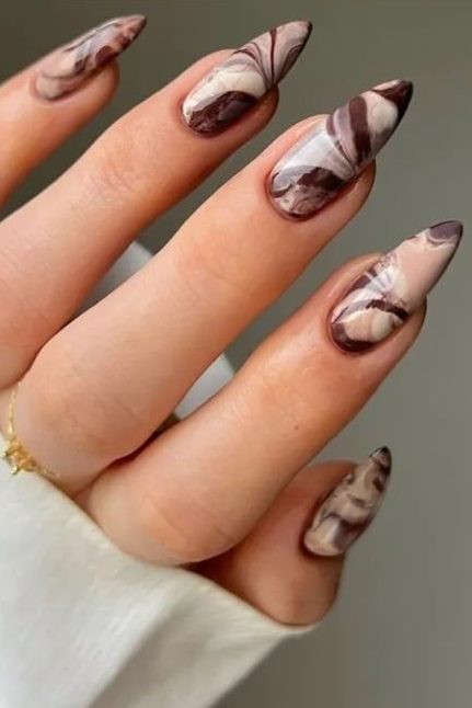 Smoky marble Fall Nail Designs