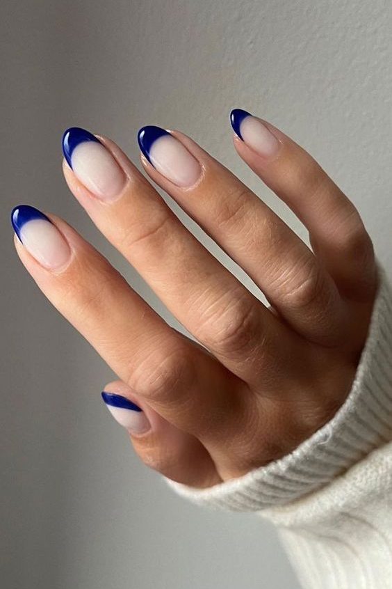 Navy French Tips Nails