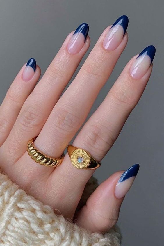 Navy French Tips Fall Nail Designs