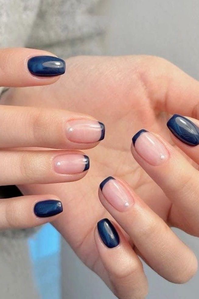 Navy French Tips Fall Nail Designs