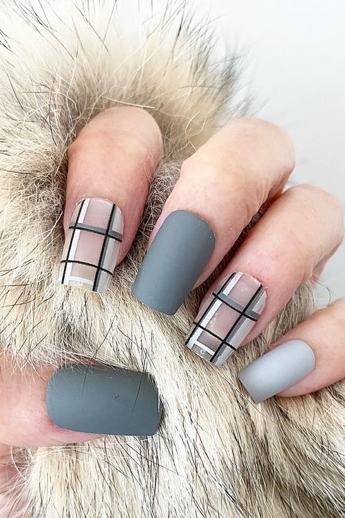 Plaid fall Nails