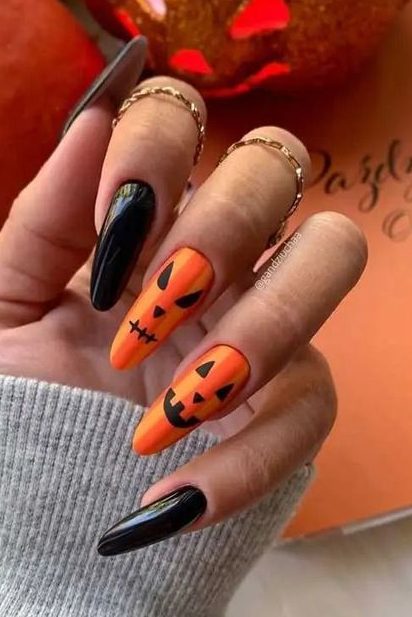 Jack-O-Lantern Nail Designs