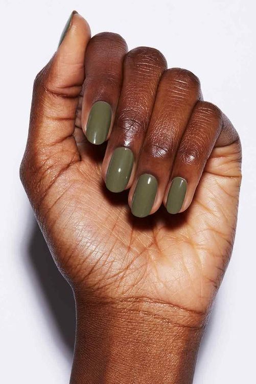 Olive Green October Nail Ideas