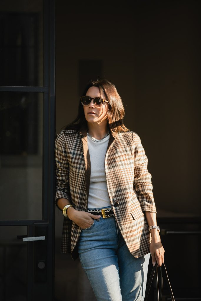 How to Style A Plaid Blazer with jeans
