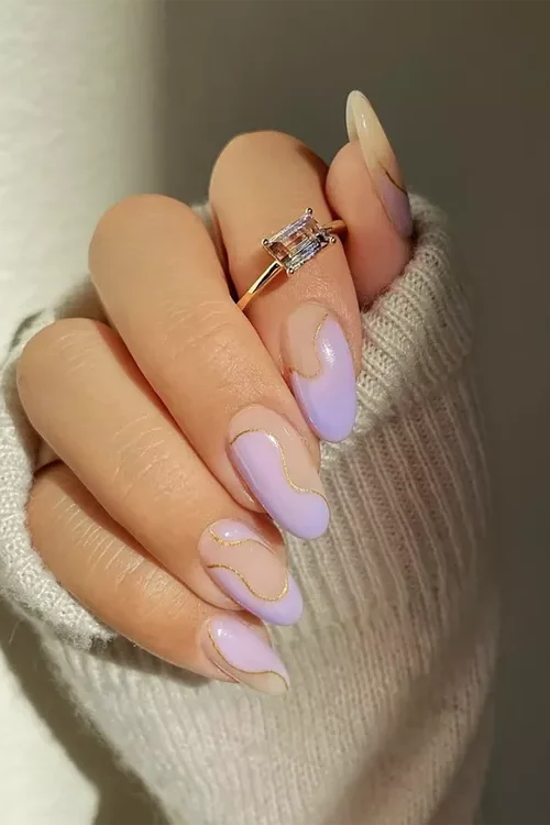 Purple and Gold Nails