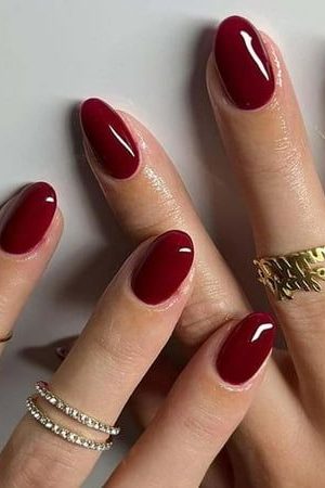 Burgundy Red Fall Short Nails