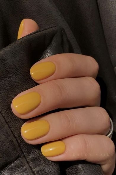 Mustard Yellow Fall Short Nails