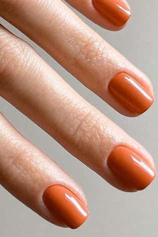 Rust Orange Fall Short Nails