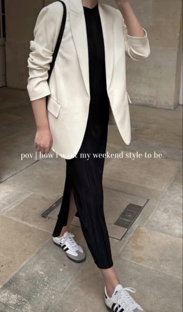 layer a blazer over a slip dress