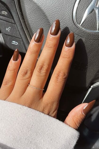Brown Fall Almond Nails
