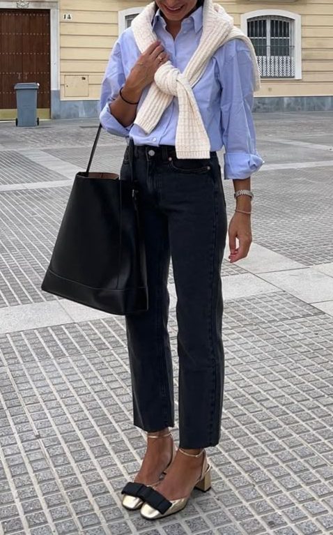 jeans and button up blouse fashion