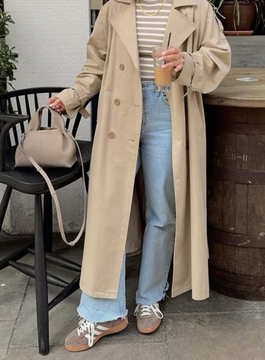 Trench Coat and Jeans casual style