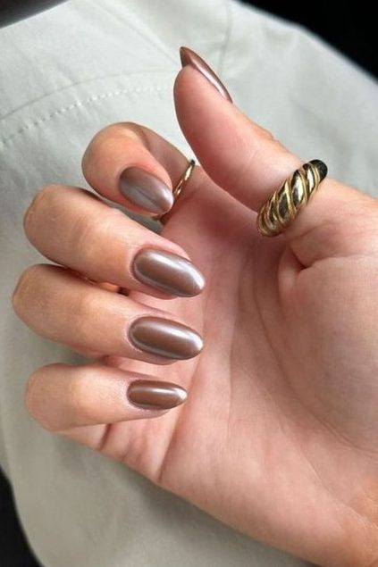 Light brown chrome Nails