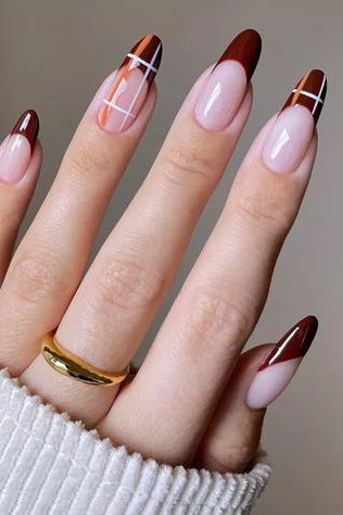 Plaid almond Nail art