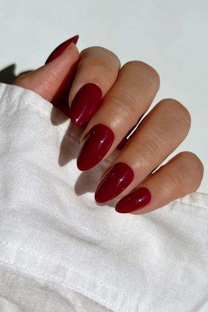 wine red fall almond Nails