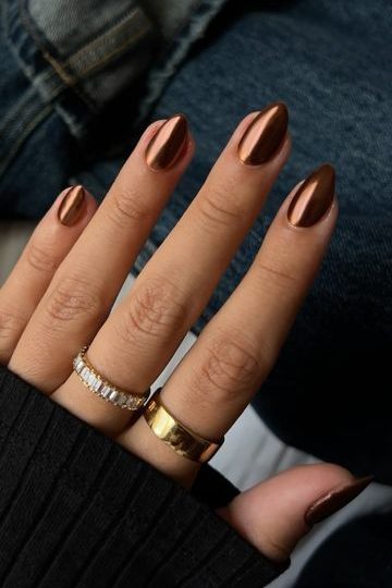 Metallic Copper New Years Eve Nails