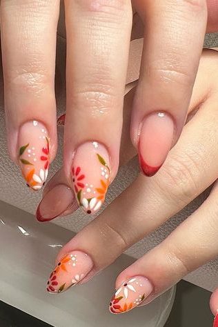 Fall Floral Nail art design