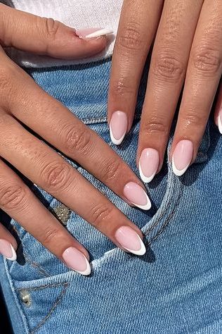 classic french tip Fall Almond Nails