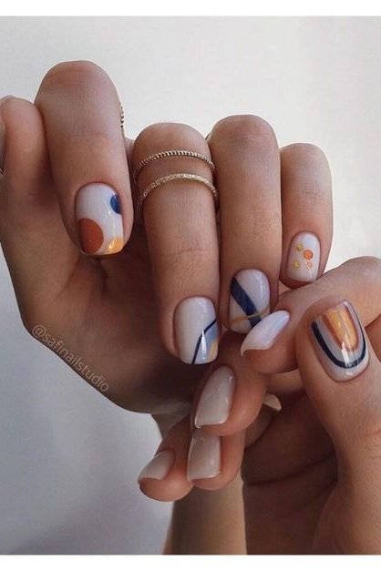 Geometric Nail Art Classy Short Nail Designs