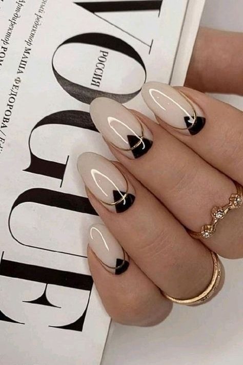 Geometric Nail Art for short nails