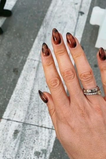 tortoise shell Fall Almond Nails
