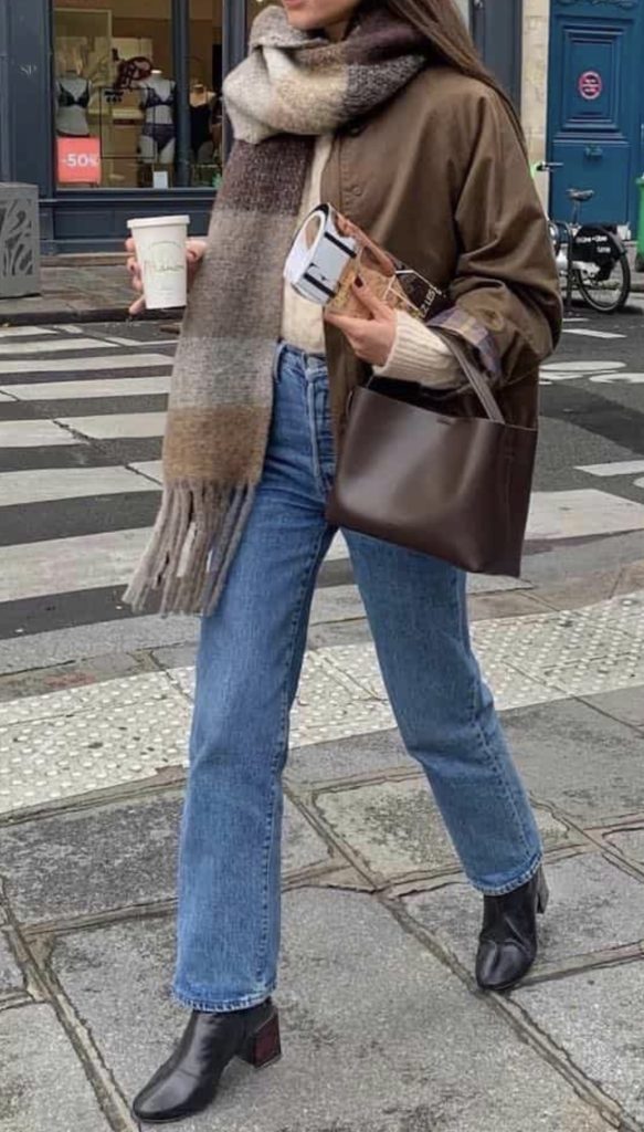 Scarf and Blue Jeans Outfit